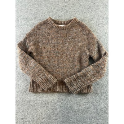 Rachel Zoe Womens Brown Marled Alpaca Wool Blend Chunky Knit Sweater Small