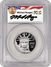 1997 W $50 Proof American Platinum Eagle 1/2 oz .9995 Reagan Series PCGS PR70 DC 2842.14 per troy oz