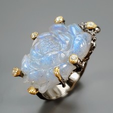 Vintage ring 22ct Natural Labradorite Ring 925 Sterling Silver Size 7.5 /R435704