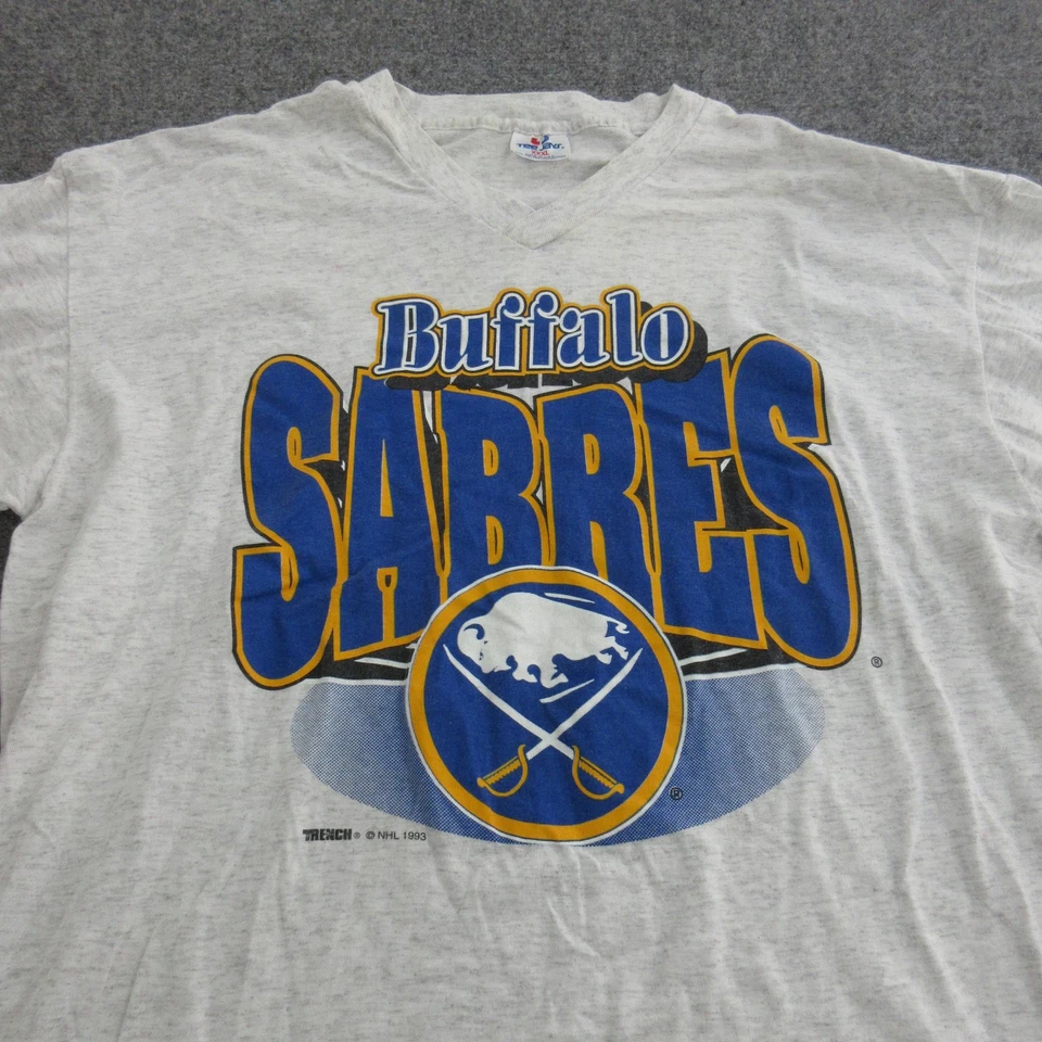 Vintage Buffalo Sabres Shirt Tee Mens 3XL Gray NHL Hockey Made USA 1993 90s - Image 2 of 4