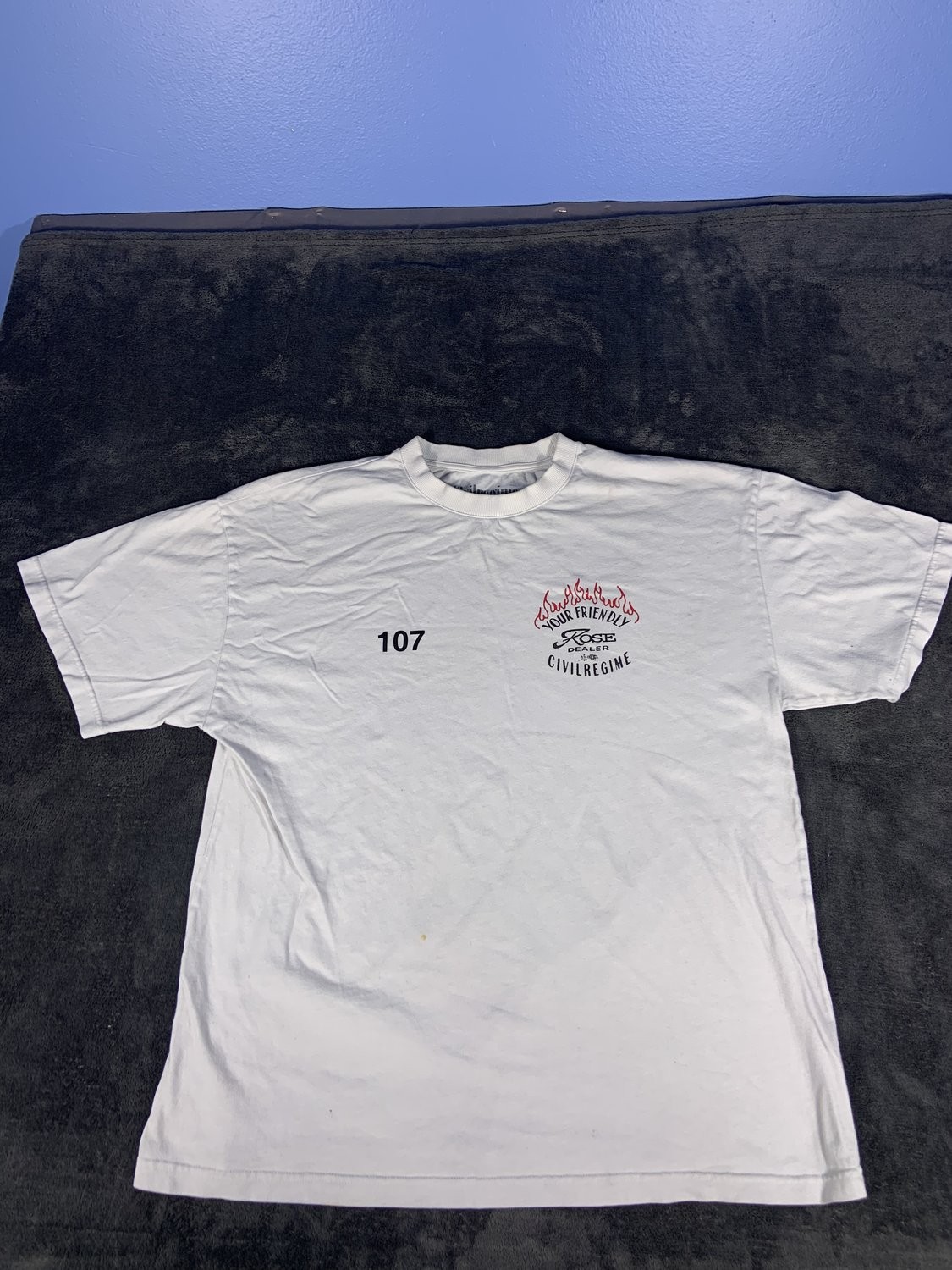 Civil Regime Your Friendly Rose Dealer T-Shirt White Graphic Tee Men's Large L