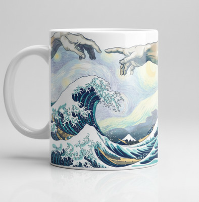 Die große Welle Schöpfung Adams Tasse künstlerisch lustig Kaffee Tee Geschenkidee
