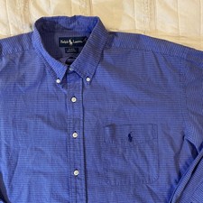 Ralph Lauren Shirt Mens XL Blue Check Blake Classic Fit Button Down Long Slv