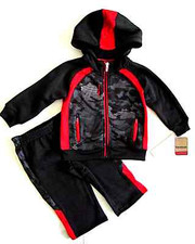 Reebok Toddler Little Boys Black 2-Piece Fleece Lined Warm Track Set MSRP 48- 52