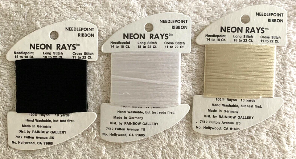 Rainbow Gallery Neon Rays Needlepoint Ribbon 6 Cards Mixed Colors No Duplicates - Image 3 of 4