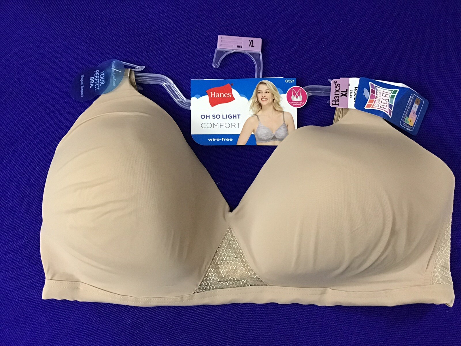 New Hanes Bra G521 Soft Padded Full Cover SZ XL Light, Comfort Wirefree