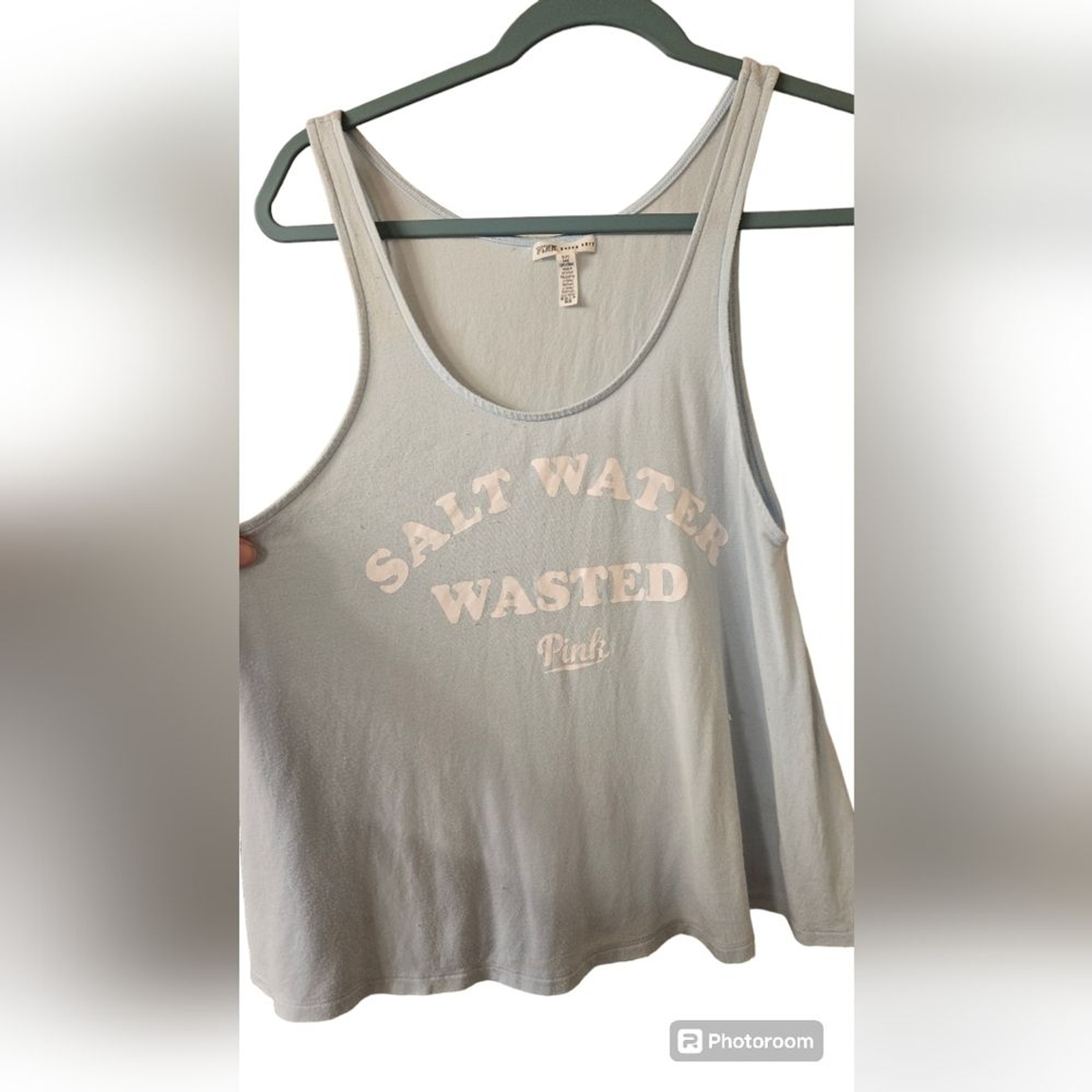 Victoria Secret PINK Soft Beach Blue Salt Water Wasted Tank Top Womens Size S  