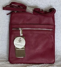 Giani Bernini Womens Dasher Crossbody Bag Sangria Adjustable Strap Leather S New