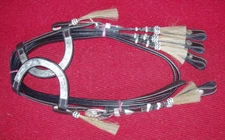 NEW Showman Silver Show Rawhide Horsehair Double Ear Headstall w/ Reins Bridle