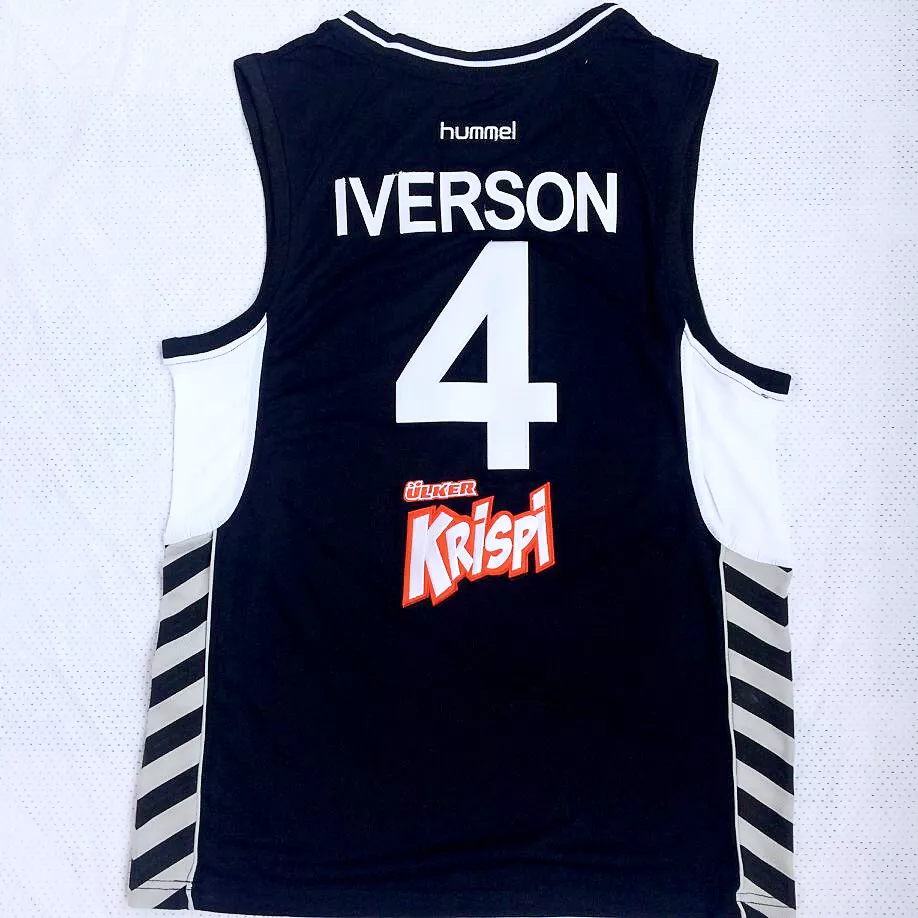 Allen Iverson #4 Besiktas Cola Turka - White & Black Jersey College  Basketball