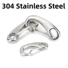 Marine Heavy Duty Egg Shape Spring Snap Hook Clip Carabiner Stainless Steel 304