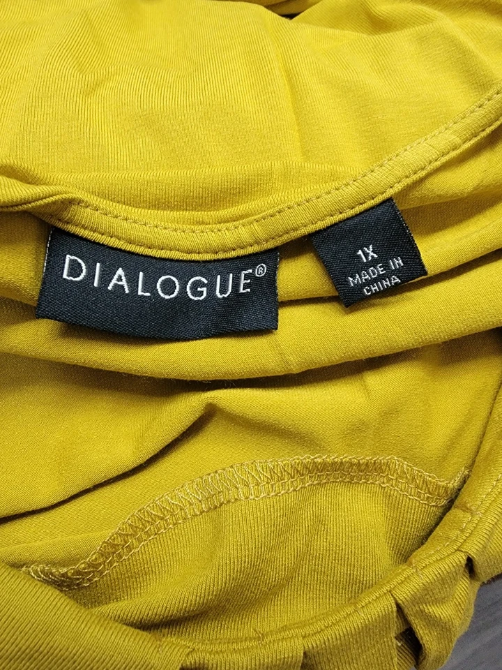 Camisa Top Blusa Dialogue Mujer Talla 1X Verde Amarillento NUEVA Foto 2 de 4