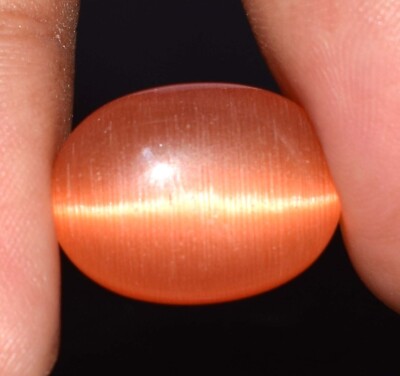 12.35 Ct Oval Orange Cat's Eye Gemstone Natural Certified