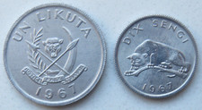 Congo 10 Sengis + 1 Likuta 1967 UNC KM 7 + 8