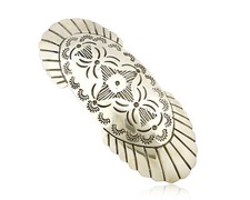 Navajo podpisana Montoya 925 SOLIDNE SREBRO ręcznie stemplowana spinka do włosów o szerokości 36 mm