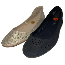 Me Too Ballet Flats Cut Out Rhinestone Shiny Holiday Party Sparkle Slip On Shoes