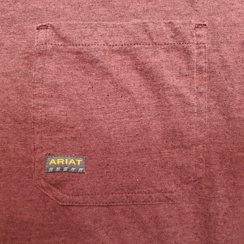 Ariat Rebar Shirt Men XXL Tall Maroon Short Sleeve Pullover Crewneck Western TEE - Picture 4 of 9