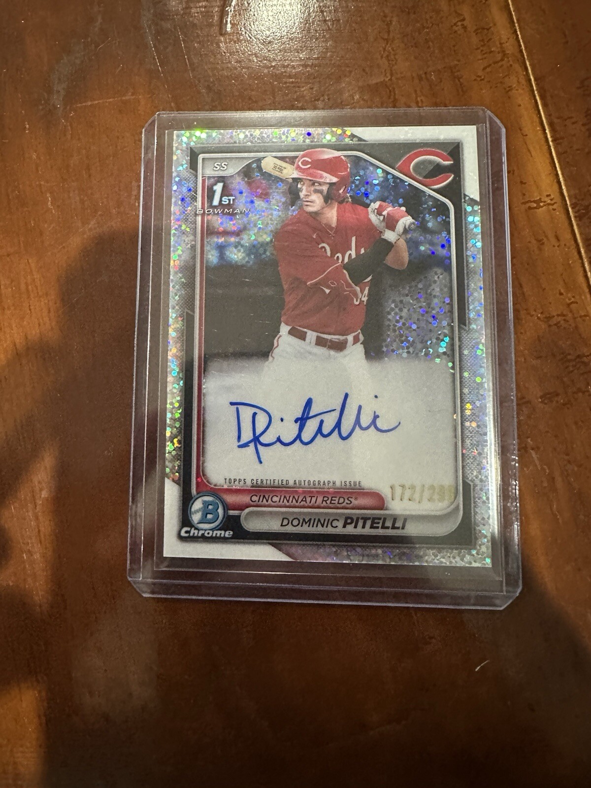 Dominic Pitelli /299 SPECKLE AUTO 2024 Bowman Chrome #CPA-DPI Reds