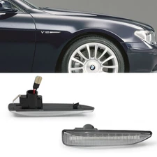 Clear LED Side Marker Turn Signal Lights Pair 02-08 For BMW E65 E66 E67 7-Series