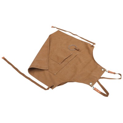 Apron Hairstylist with Pockets for Women Striped Work Light Brown