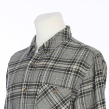 Field and Stream Plaid Flannel Gray Black Green Outdoor Shirt Mens Medium