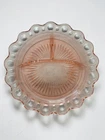 Anchor Hocking Lace Edge Old Colony Pink 10.5” 3 Part Relish Plate Vintage Glass