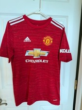 adidas Manchester United 2020-21 Red Home Soccer Jersey Youth 16/17 Chevrolet
