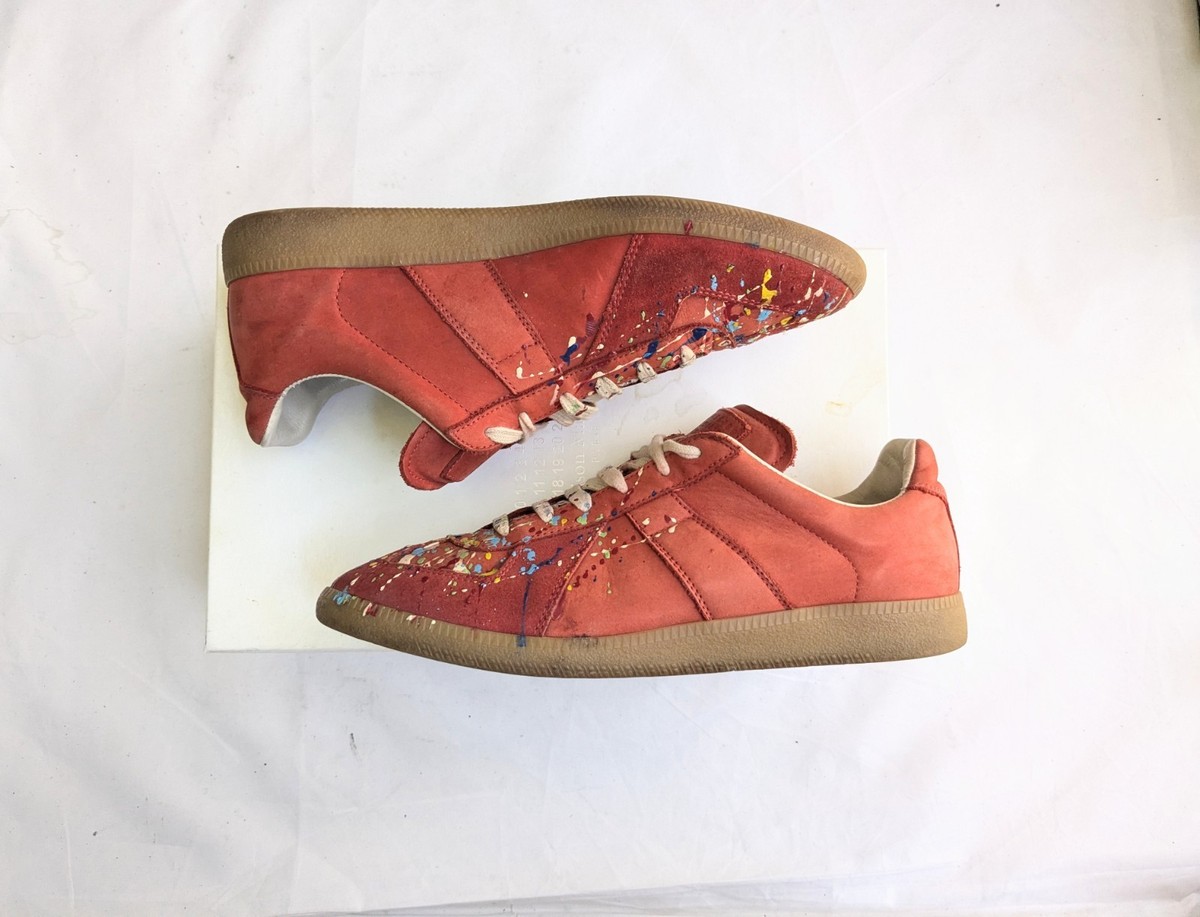 maison margiela レッドガーネット リング Maison Margiela GAT Sneakers Red Paint Splatter Men 10 43 Suede