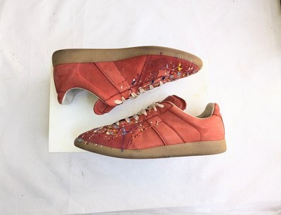 Maison Margiela GAT Sneakers Red Paint Splatter Men 10 43 Suede