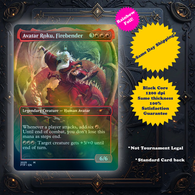 Avatar Roku, Firebender - Foil Custom Art Playtest card for MTG - Commander EDH