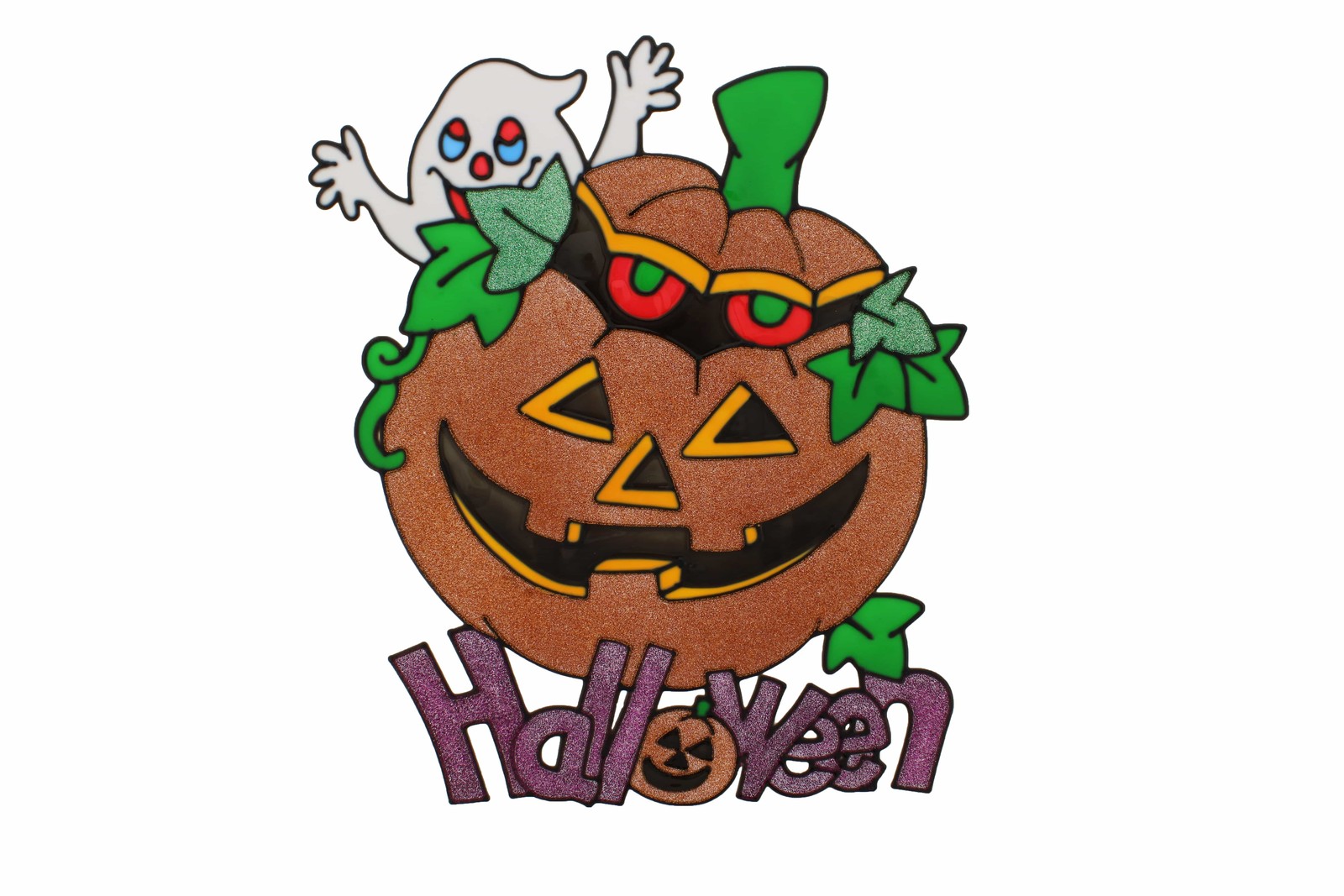Festive Halloween Pumpkin and Ghost Halloween Window StickerAutumn Decorations