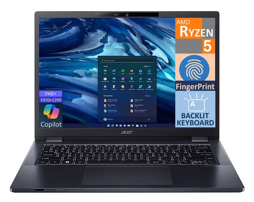 Acer TravelMate P4 Ultra 14" FHD+ AMD Ryzen 5 PRO 6650U 64GB RAM 512GB SSD W11P