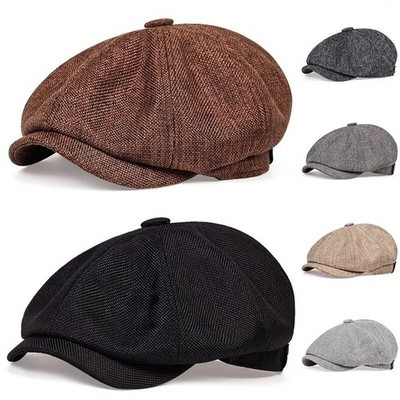 Men's Gatsby Newsboy Cap 8 Panel Flat Ivy Cabbie Driver Vintage Retro Hat