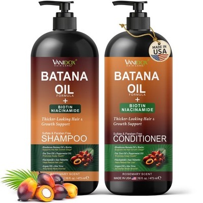 VANIDOX Batana Oil Shampoo & Conditioner Set - Biotin & Niacinamide - 80 CHAR