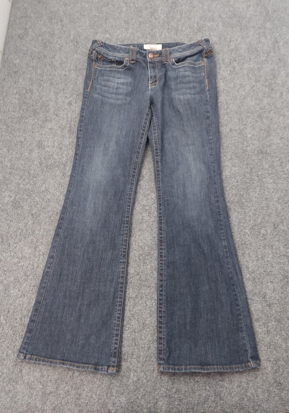 Candies Flare Low Rise Jeans Womens 9 Blue Y2K Stretch Embroidered Pockets Boho