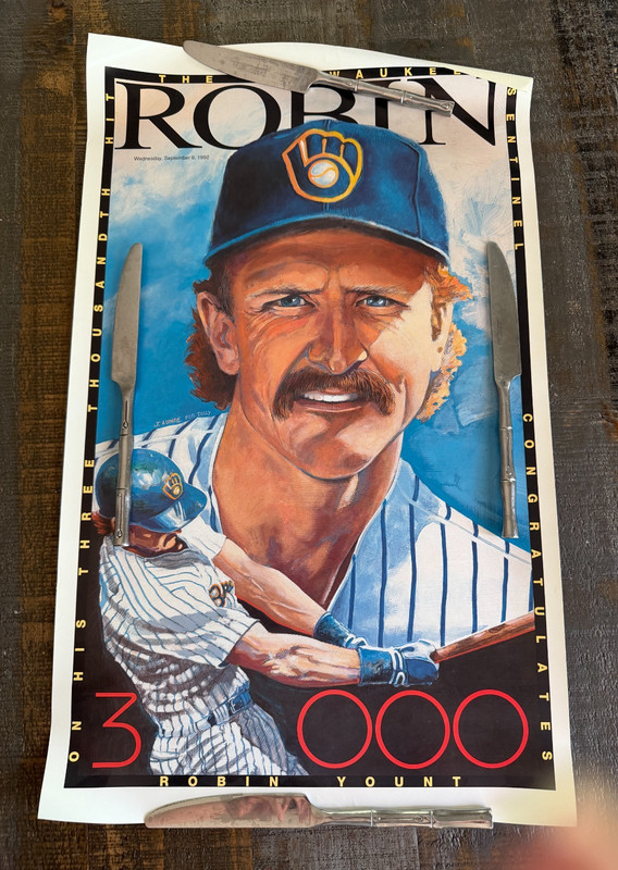 Robin Yount "3000 Hits" Milwaukee Brewers 14x23 Poster, 1992, Perfect Condition