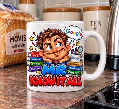 Mr Know It All Kaffeetasse für Ihn Männer Tasse Neuheit Geschenkidee Männer Papa Ehemann Junge