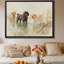 Watercolor Dog Print Canvas Labrador Poodle Art Dog Lovers Living Room Decor