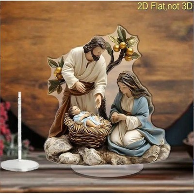 Weihnachtskrippe 2D Xmas Tischdeko für Innenregal Urlaub