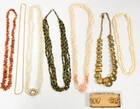 LOT VINTAGE COSTUME JEWELRY PEARLS, AMBER, RHINESTONES, BRASS Necklaces Earrings