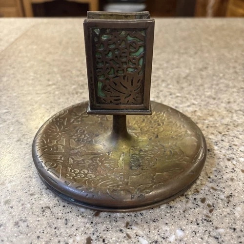 Tiffany Studios Antique Grapevine Green Favrile Glass Match Holder/Ashtray #958