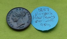 1857 aUNC Half Penny (UK British) Victoria (1837-1901) Coin (9.51 grams)