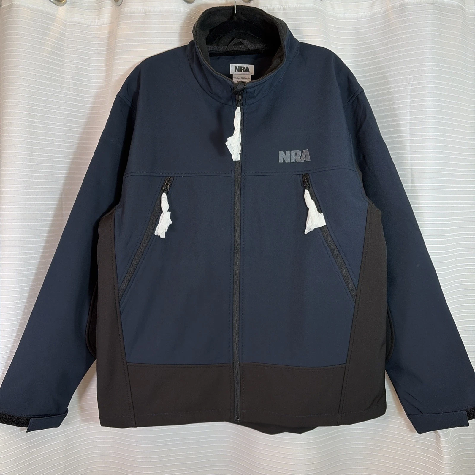 NRA SOFTSHELL JACKET MENS SZ LARGE NWOT FLEECE LINED FULL ZIP NEW WATERPROOF Y2K