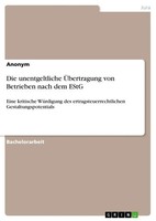Anonymous | Die Unentgeltliche ÜBertragung Von Betrieben Nach Dem Estg | Buch