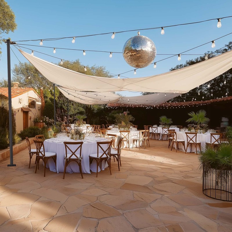 Yescom 200Ft Commercial Outdoor String Lights IP44 w/ 2PCS 10Ft Poles 59Ft Cable