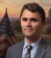 Charlie Kirk MAGA Christian Oil Painting Style Print AI Generated 8X10 Print