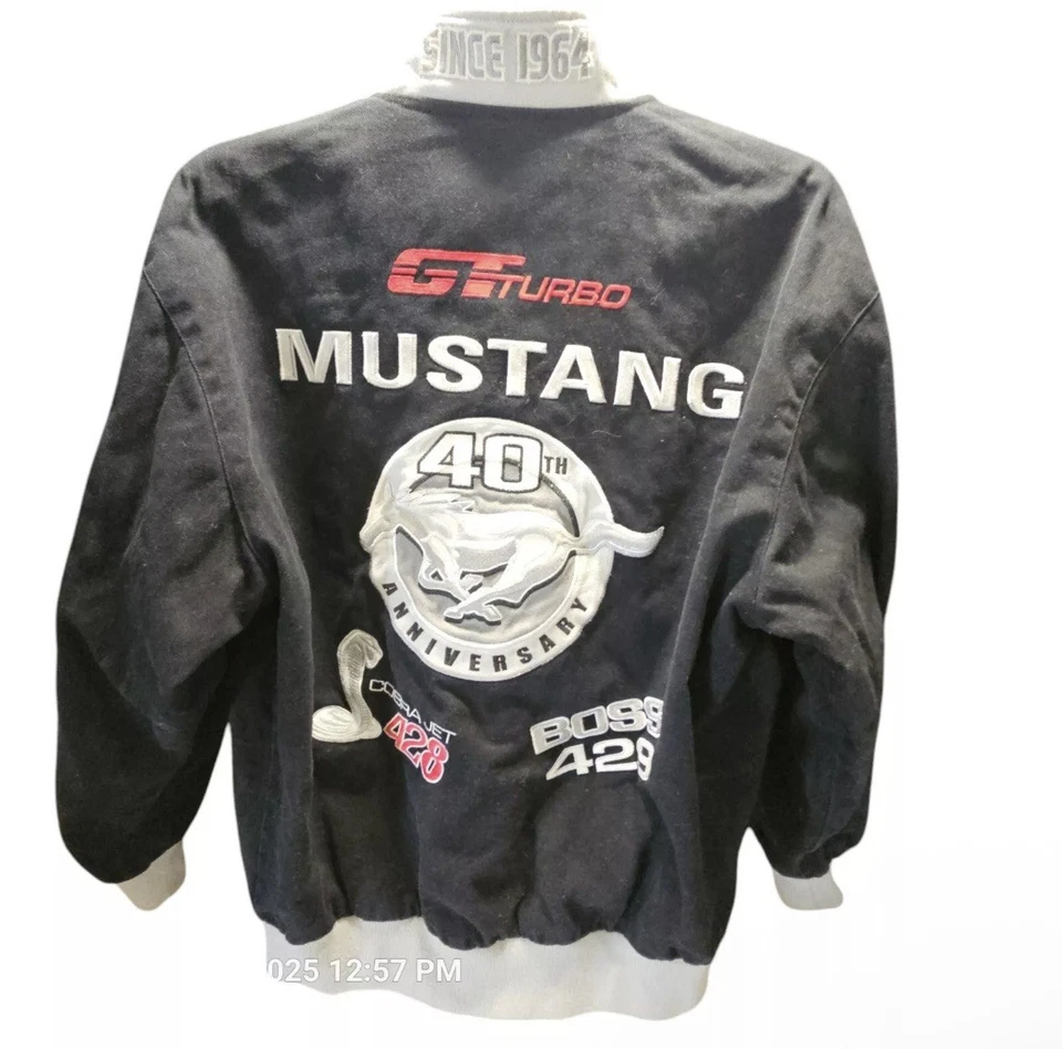 Vtg Ford Mustang 40th Anniversary Embroidered Jacket Blk JH Design Sz XL - Image 4 of 4
