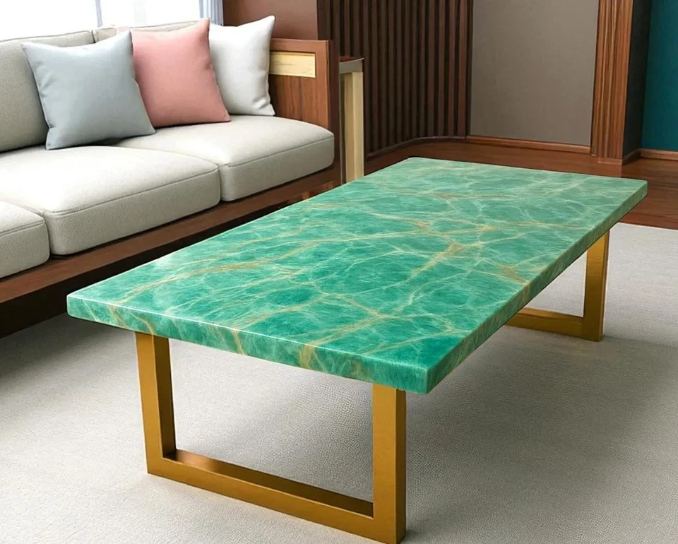 Floriated Agate Gemstone Coffee Table – Luxury Handmade Stone Art Furniture - Image 4 of 4