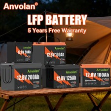 LiFePO4 Battery 12V 200Ah 125Ah 100Ah Bluetooth 50Ah Lithium RV Off-Grid Marine