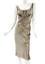 Christian Dior by John Galliano Silk Nude Embroidered Cocktail Dress Fr 38 US 6